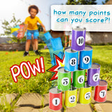 KreativeKraft Kids Games Outdoor Play Equipment for Kids Adults Family Garden Toys Sports Day Kit Egg and Spoon Race Ring Toss Sack Race Bean Bag Snakes and Ladders (Tin Can Alley) - Get Trend