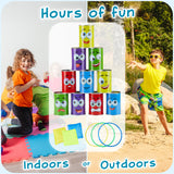 KreativeKraft Kids Games Outdoor Play Equipment for Kids Adults Family Garden Toys Sports Day Kit Egg and Spoon Race Ring Toss Sack Race Bean Bag Snakes and Ladders (Tin Can Alley) - Get Trend
