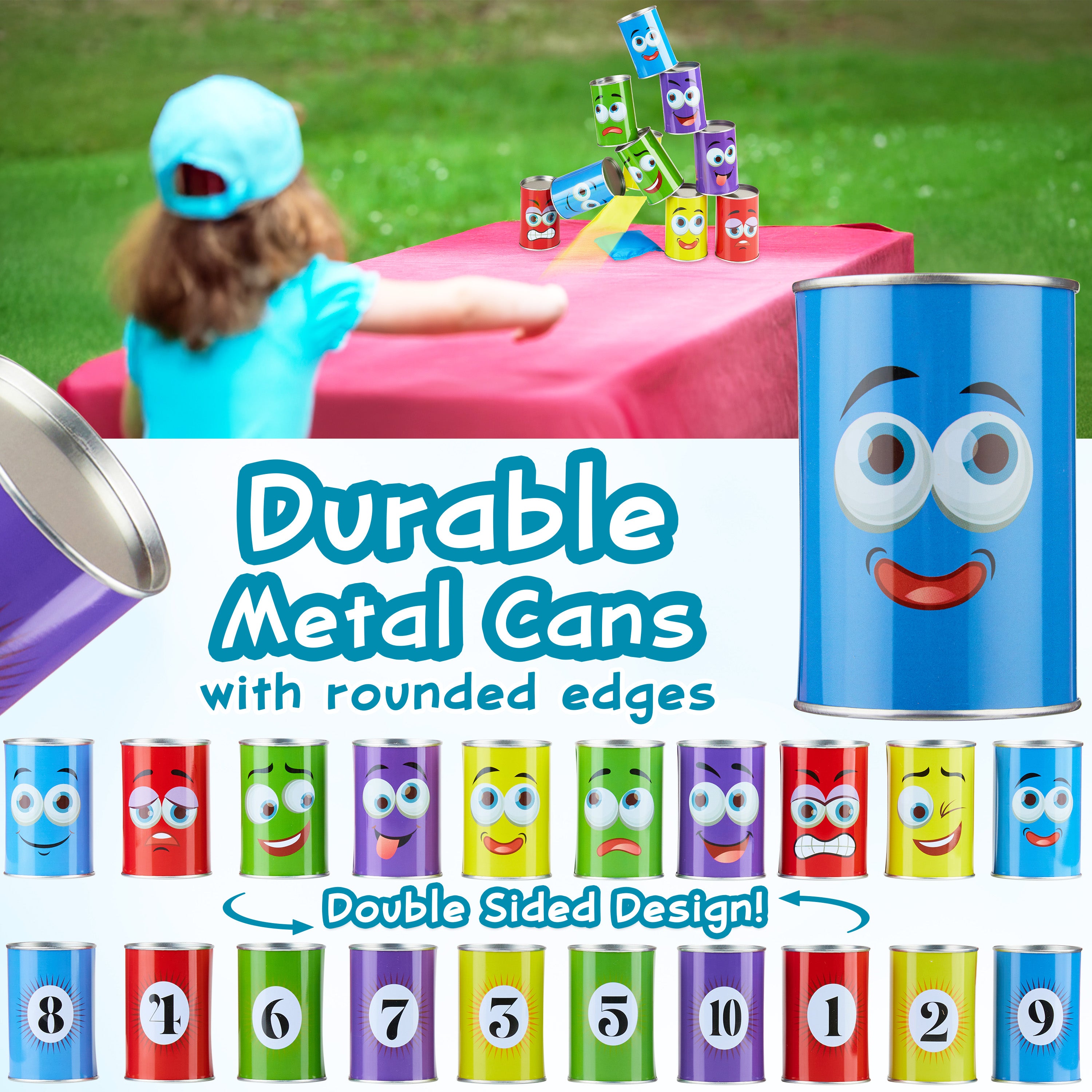 KreativeKraft Kids Games Outdoor Play Equipment for Kids Adults Family Garden Toys Sports Day Kit Egg and Spoon Race Ring Toss Sack Race Bean Bag Snakes and Ladders (Tin Can Alley) - Get Trend