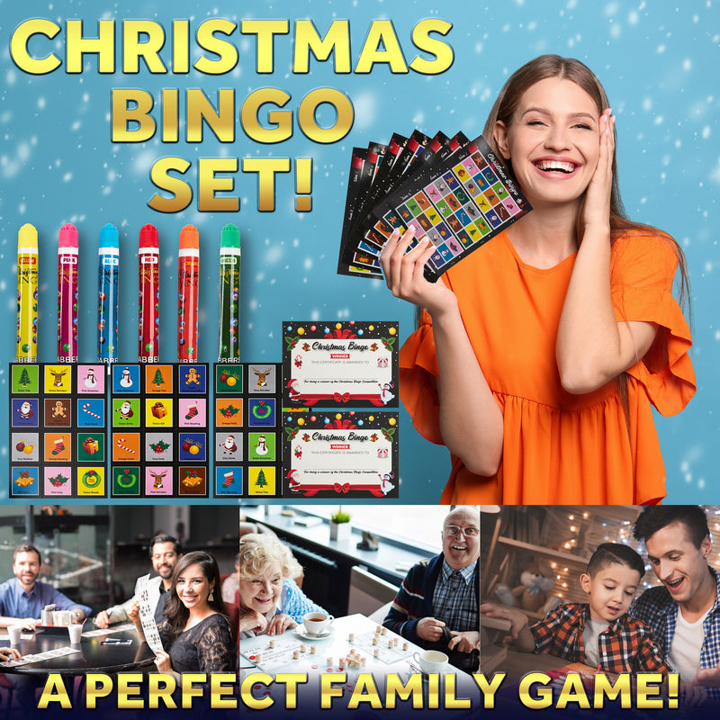 KreativeKraft Christmas Bingo Game Set, Fun Family Games - Party Gifts