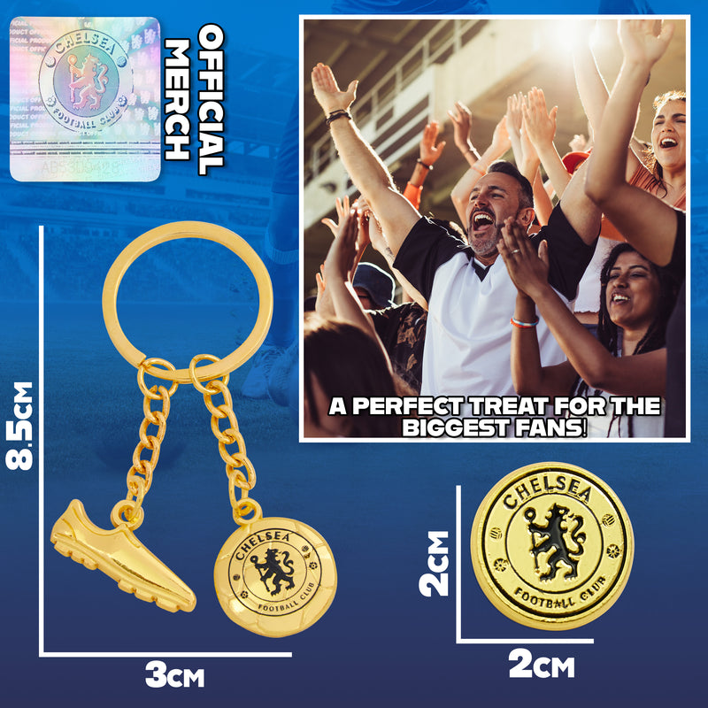 Chelsea F.C. Keyring and Pin Badge Gift Set, Supporters Gear Gifts