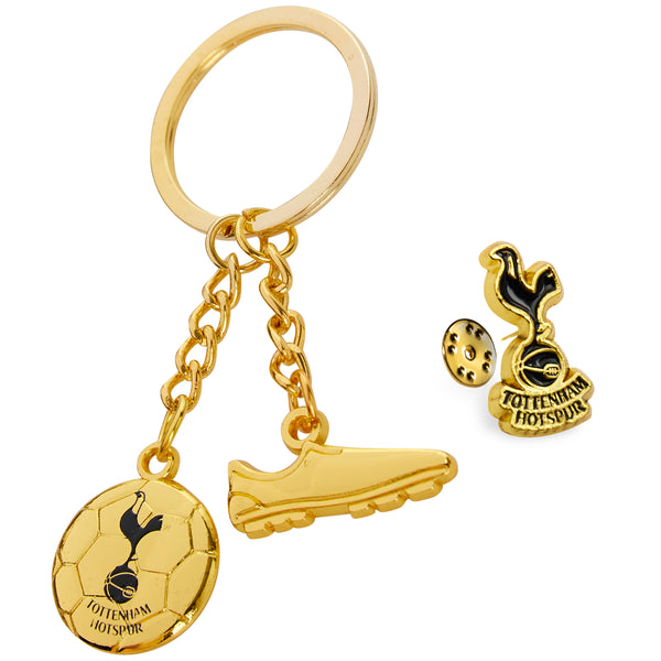 Tottenham Hotspur F.C. Keyring and Pin Badge Gift Set, Supporters Gear - Spurs Gifts