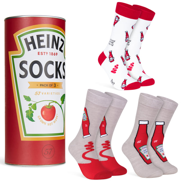 HEINZ Mens Socks Pack of 3 Ketchup Crew Socks for Men - Get Trend