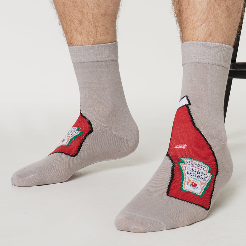 HEINZ Mens Socks Pack of 3 Ketchup Crew Socks for Men