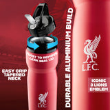 Liverpool FC Water Bottle with Straw - Metal Water Bottle for Football Fans Sports Work School Gym Liverpool Gifts for Men