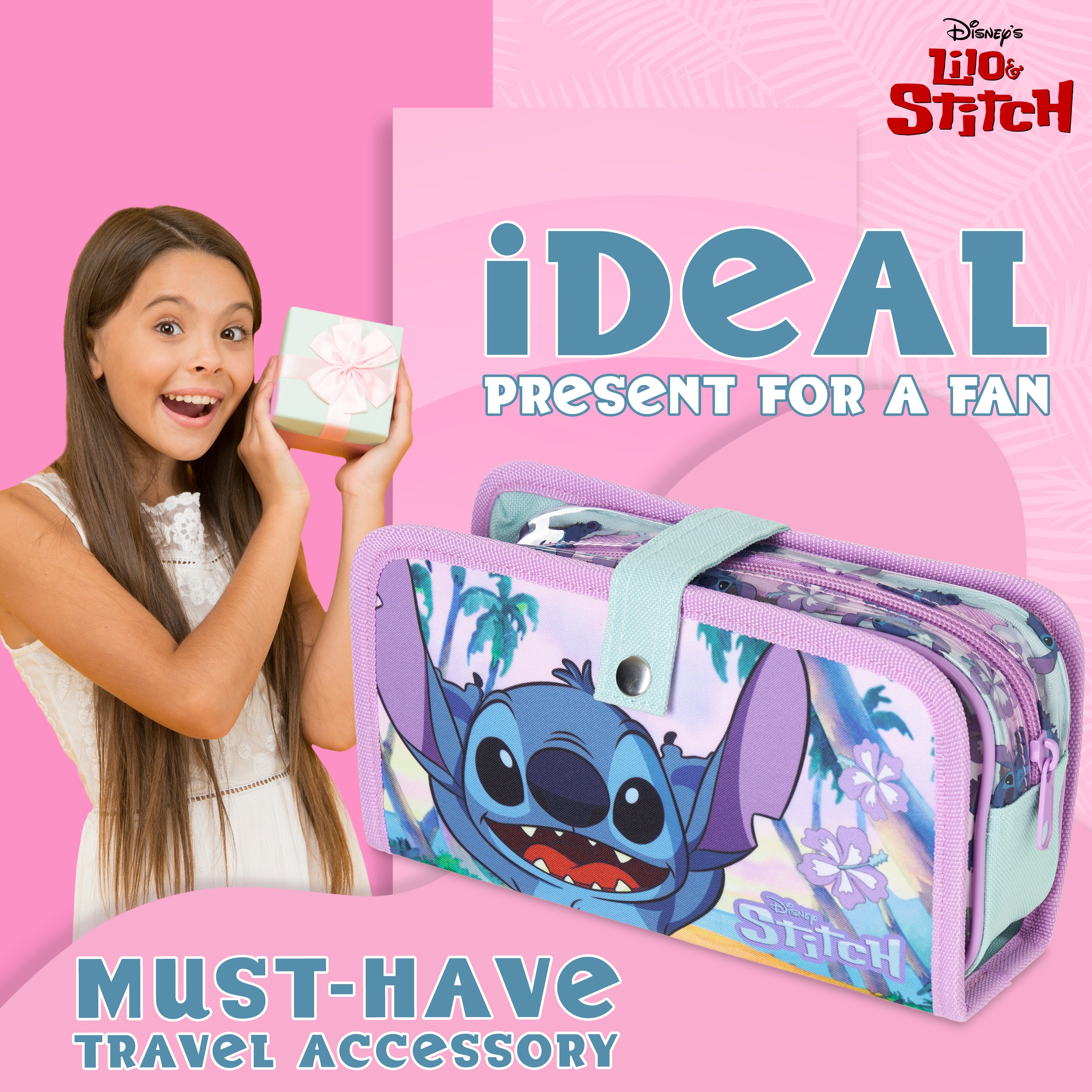 Disney Stitch Make Up Bag - Travel Cosmetics Bag - Get Trend