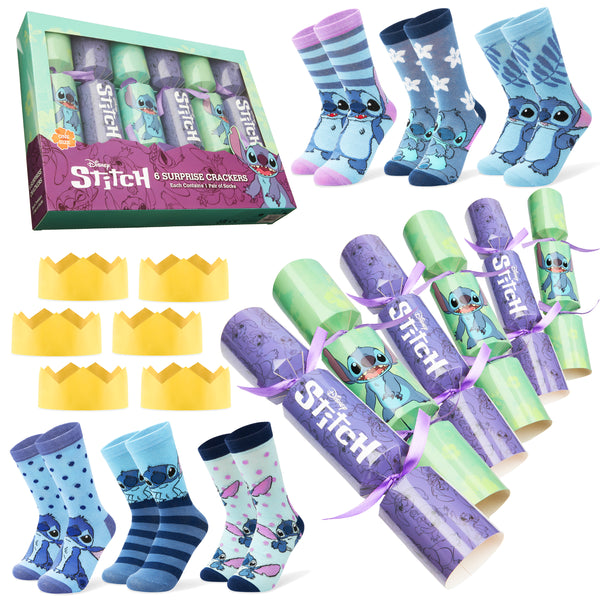 Disney Stitch Christmas Crackers Set of 6 with Socks Inside - Get Trend