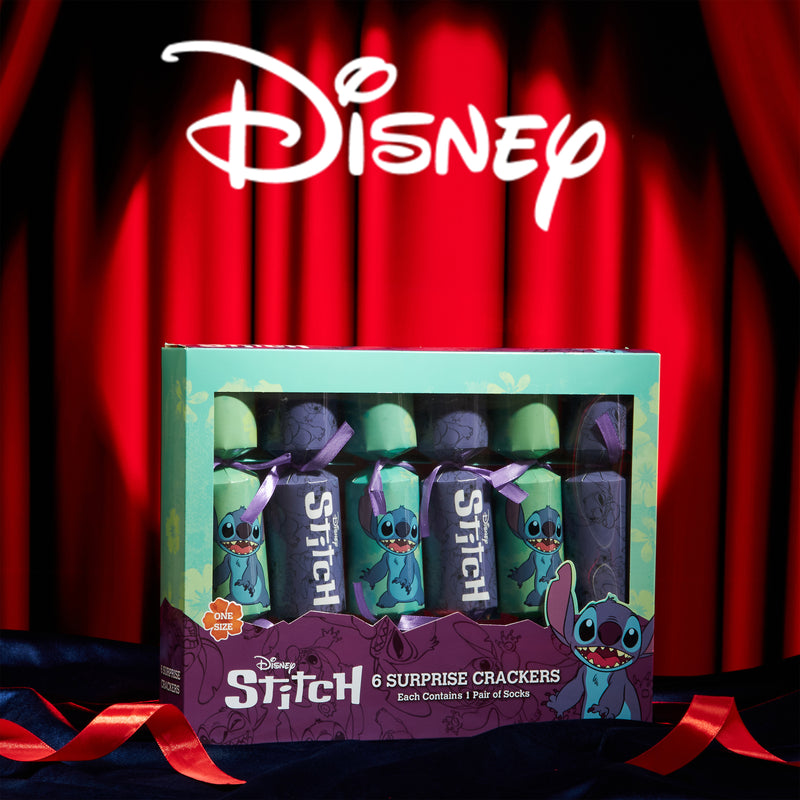 Disney Stitch Christmas Crackers Set of 6 with Socks Inside