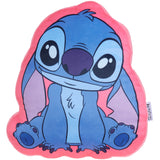 Disney Stitch 3D Plush Pillow Cushions for Bed, Kids Bedroom Accessories 35 x 33cm - Stitch Gifts for Girls (Blue/Pink)