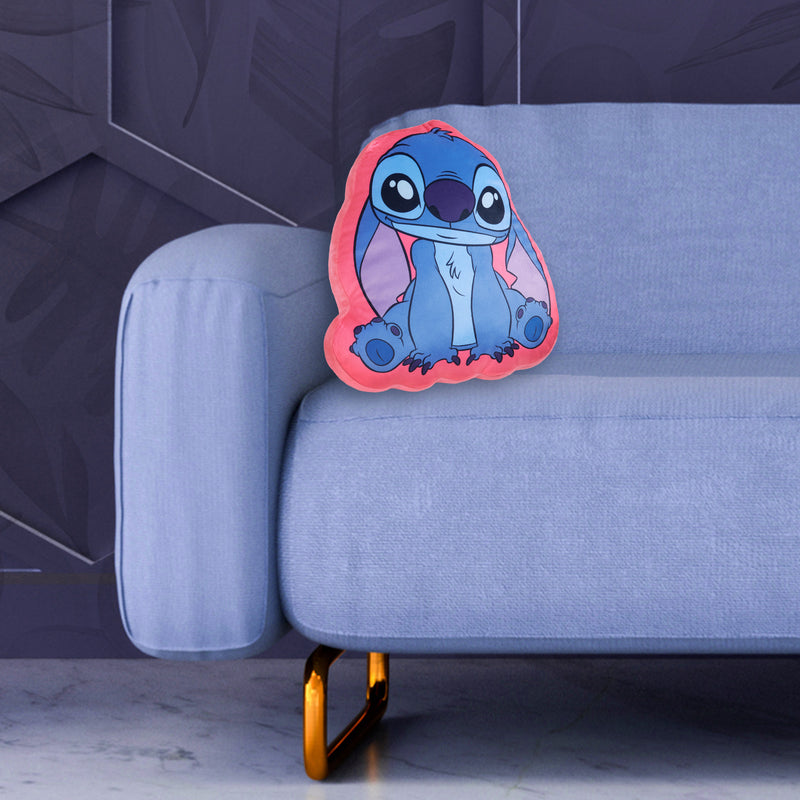 Disney Cushions, 3D Plush Cushions for Sofa or Bed - Blue/Pink Stitch