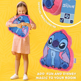 Disney Stitch 3D Plush Pillow Cushions for Bed, Kids Bedroom Accessories 35 x 33cm - Stitch Gifts for Girls (Blue/Pink)