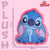 Disney Stitch 3D Plush Pillow Cushions for Bed, Kids Bedroom Accessories 35 x 33cm - Stitch Gifts for Girls (Blue/Pink)