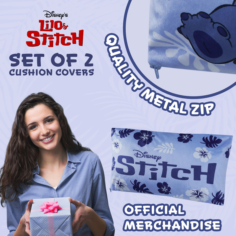 Disney Stitch Cushion Covers - Set of 2 Home Decor Cushion Covers - Blue Stitch