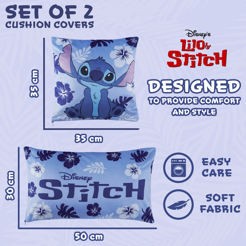 Disney Stitch Cushion Covers - Set of 2 Home Decor Cushion Covers - Blue Stitch