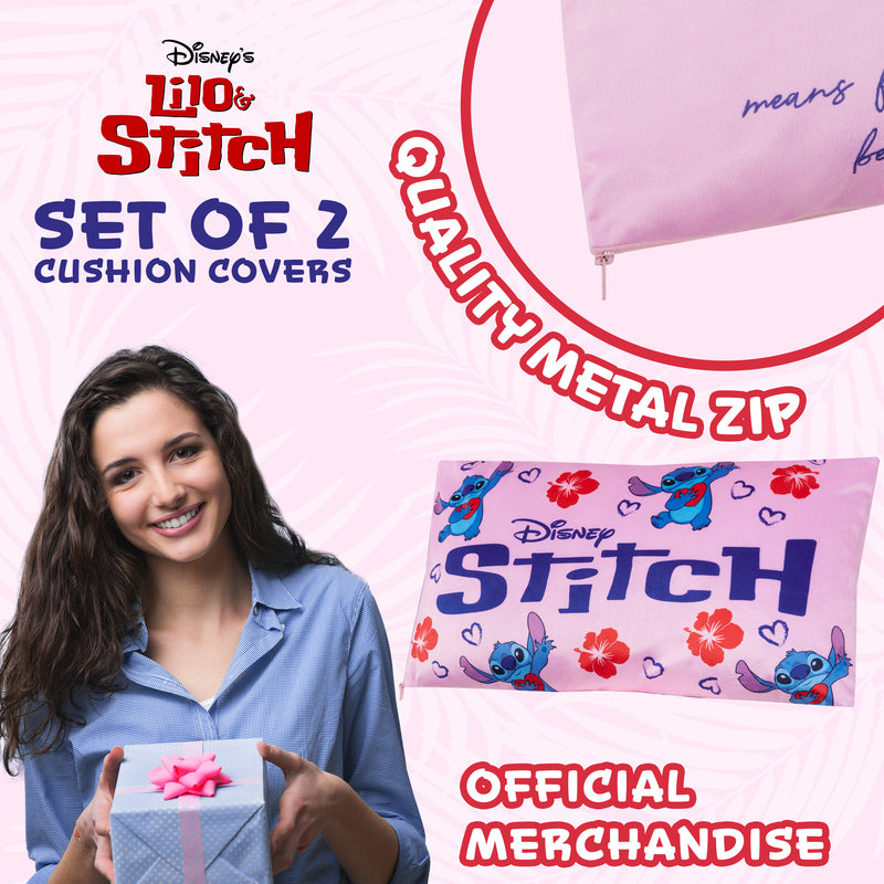Disney Stitch Cushion Covers - Set of 2 Home Decor Cushion Covers - Pink Stitch