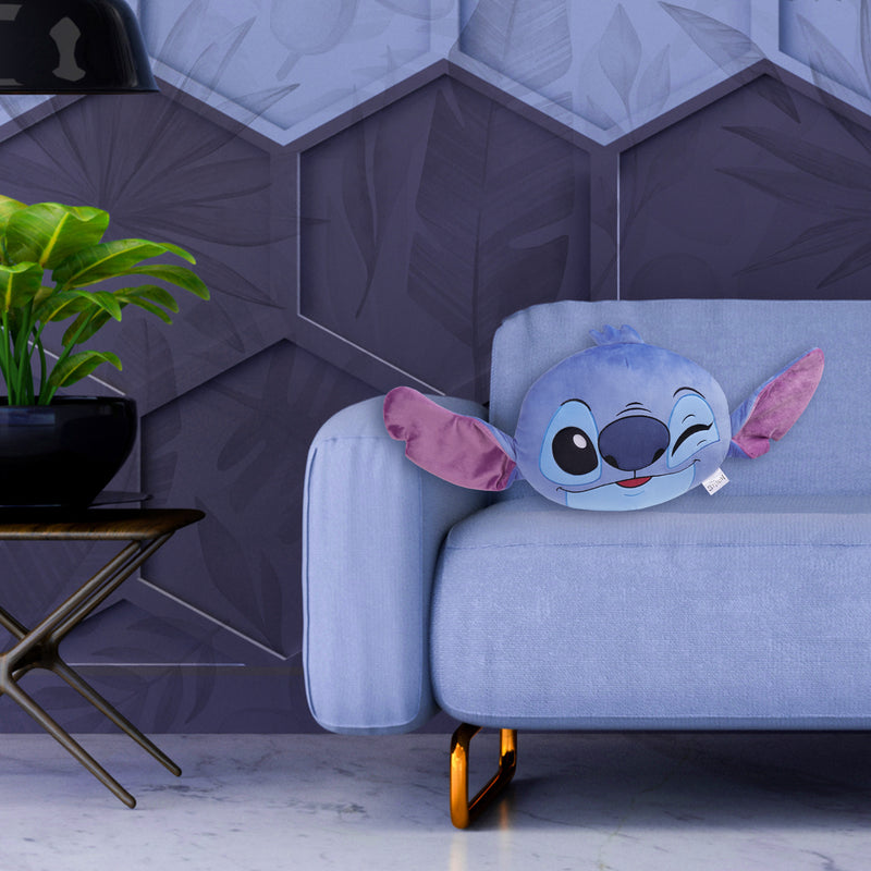 Disney Cushions, 3D Plush Cushions for Sofa or Bed - Blue Stitch Face - Get Trend