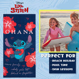 Disney Beach Towel for Kids, 100% Cotton quick drying 70 x140cml (Blue/Red Stitch)