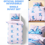 Disney Stitch Duvet Cover and Pillowcase Set Kids Teens Bedding Bedroom Accessories - Single (Pink Stitch Single)