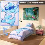 Disney Stitch Duvet Cover and Pillowcase Set Kids Teens Bedding Bedroom Accessories - Single (Pink Stitch Single)