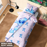 Disney Stitch Duvet Cover and Pillowcase Set Kids Teens Bedding Bedroom Accessories - Single (Pink Stitch Single)