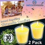 Deco Express Citronella Candle Set, Insect Repellent Jar Candles - Pack of 2/30 Hour Burn Time - Get Trend