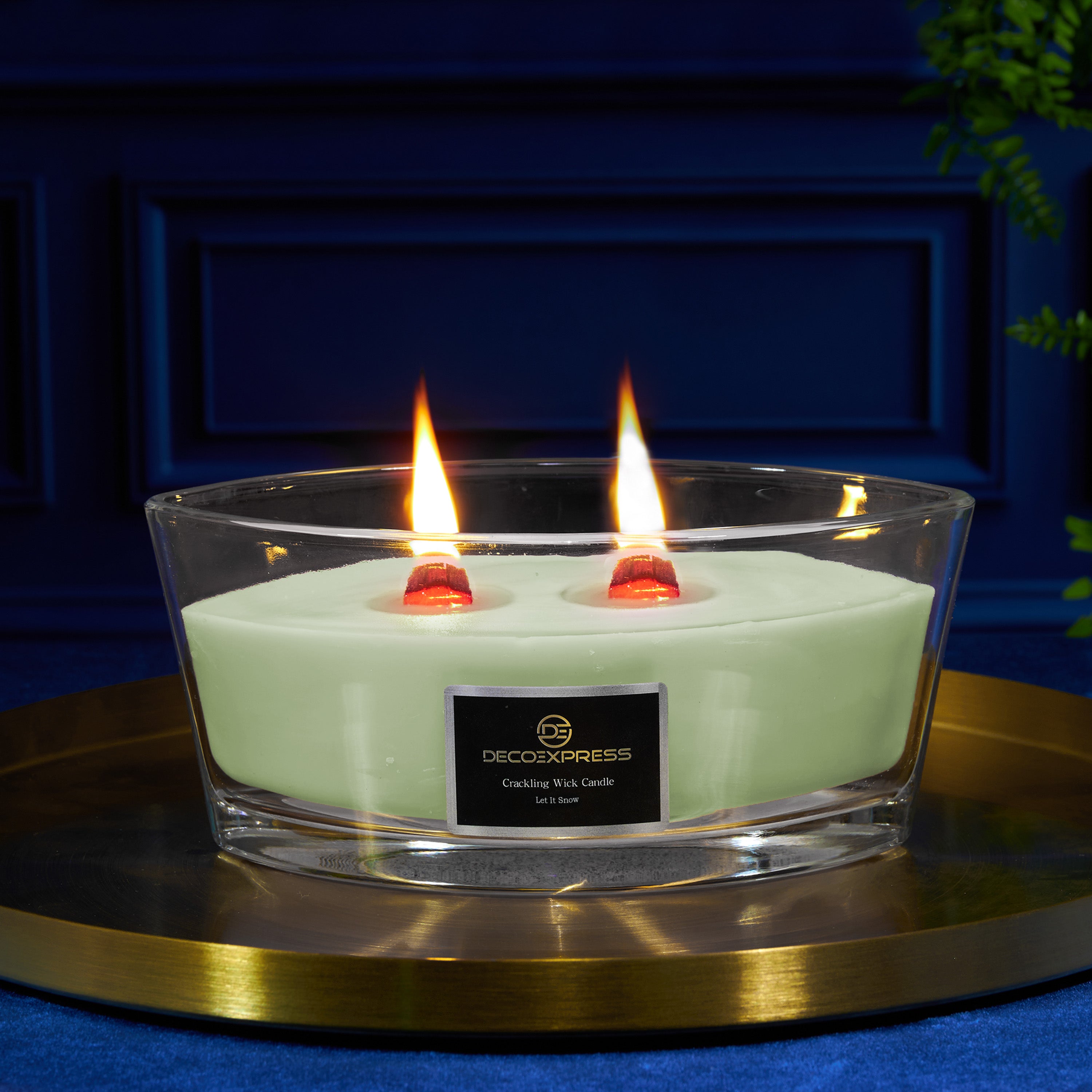 DECO EXPRESS Scented Double Wick Crackle Candle q