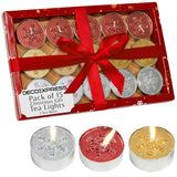 DECO EXPRESS Christmas Tealight Candle Set, Multipack of 15 with 3 Hours Burning Time Festive Xmas Decor Unscented (Multi 15 Pack)