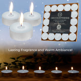 DECO EXPRESS Tealight Candles Multipack of 200, 100, 50, 25 or 24, Burning Time 4, 8 or 10 Hours - Tea Lights Candles