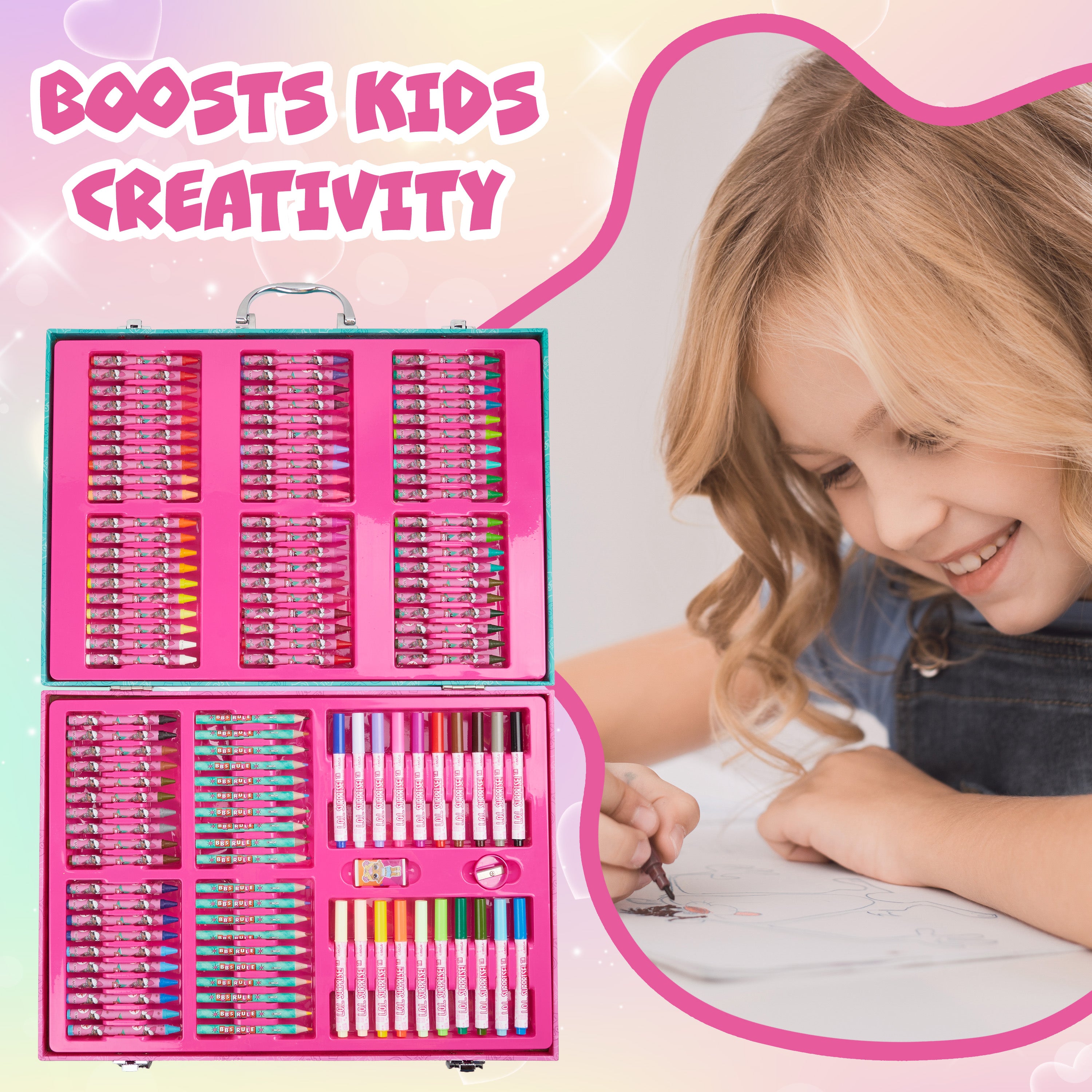 L.O.L. Surprise! Painting Art Set - Kids Colouring Sets -Pink 130 Pcs - Get Trend