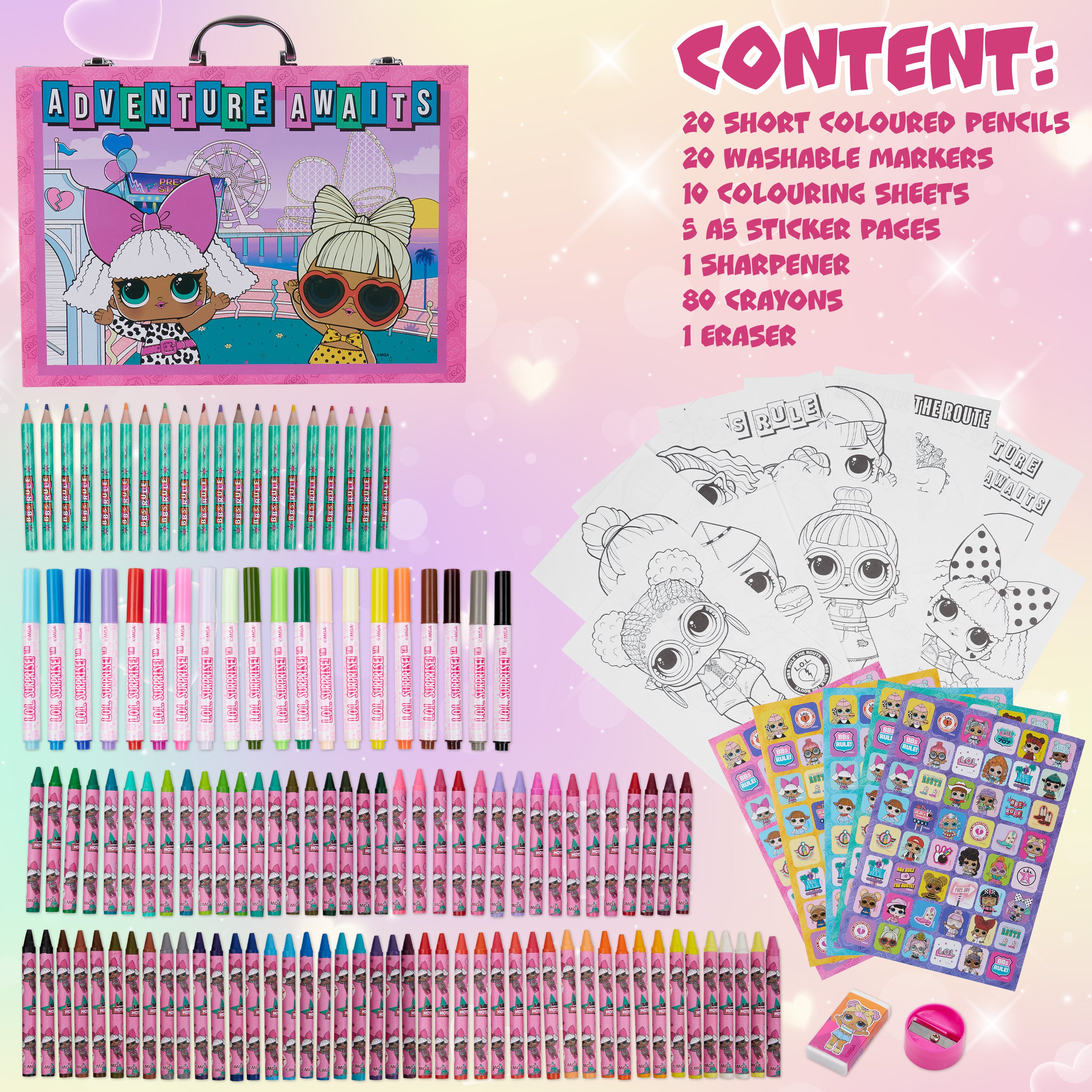 L.O.L. Surprise! Painting Art Set - Kids Colouring Sets -Pink 130 Pcs - Get Trend