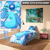 Disney Stitch Duvet Cover and Pillowcase Set Kids Teens Bedding Bedroom Accessories - Single (Blue Stitch Single)