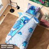 Disney Stitch Duvet Cover and Pillowcase Set Kids Teens Bedding Bedroom Accessories - Single (Blue Stitch Single)