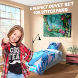 Disney Stitch Duvet Cover and Pillowcase Set Kids Teens Bedding Bedroom Accessories - Single (Blue Stitch Single)