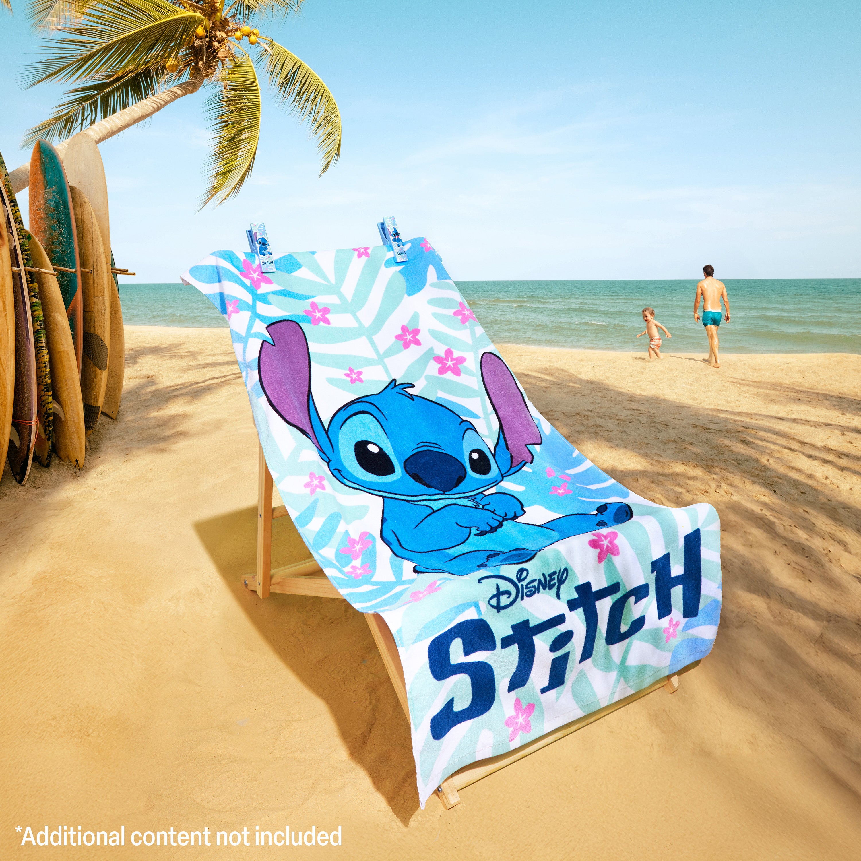 Disney Stitch Towels for Kids with 2 Pegs Clips Beach Towel Soft Absorbent Bath Shower Swimming Towel 100% Cotton Quick Dry Holiday Essentials 140x70cm - Get Trend