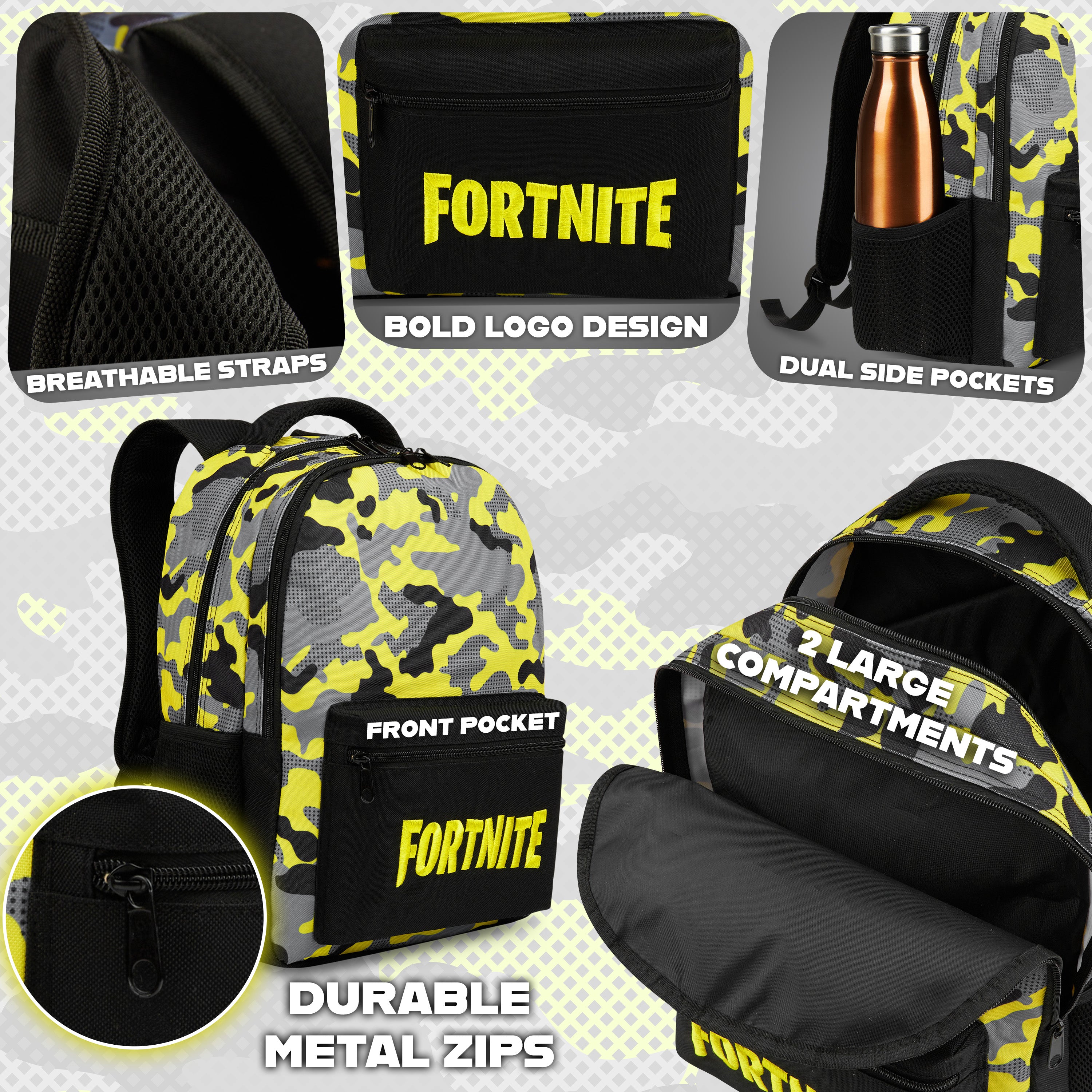 Fortnite Rugzak- Kinder Rugtas En Pennen Etui Met Een Bijhorende Lunch Blauw Schooltas 16 Liter 3 Ritsvakken 2 Fortnite Rugzak- Kinder Rugtas En Pennen Etui Met Een Bijhorende Lunch Blauw Schooltas 16 Liter 3 Ritsvakken 2