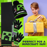 Minecraft Cold Weather Set - Creeper Beanie Hat Scarf and Gloves Set Kids Winter Set