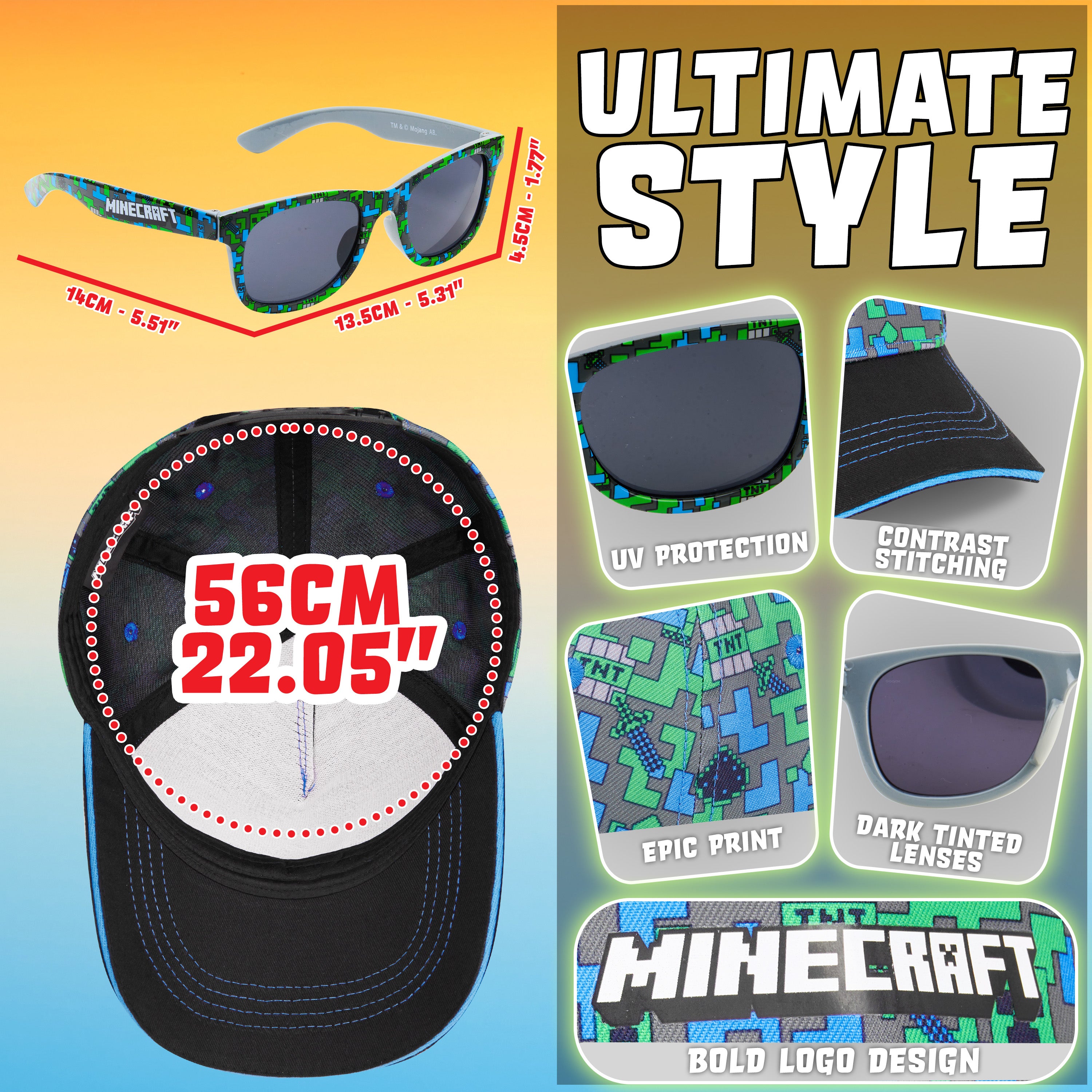 Get Trend Baseball Cap Kids Sunglasses Set Boys Hat 100% UV Protection Kids Sunglasses Holiday Accessories Boys Gifts - Get Trend