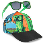 Minecraft Sunglasses Baseball Cap Set Creeper Adjustable Boys Hat 100% UV Kids Sunglasses Holiday Accessories Gamer Gifts - Get Trend