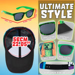 Minecraft Sunglasses Baseball Cap Set Creeper Adjustable Boys Hat 100% UV Kids Sunglasses Holiday Accessories Gamer Gifts - Get Trend