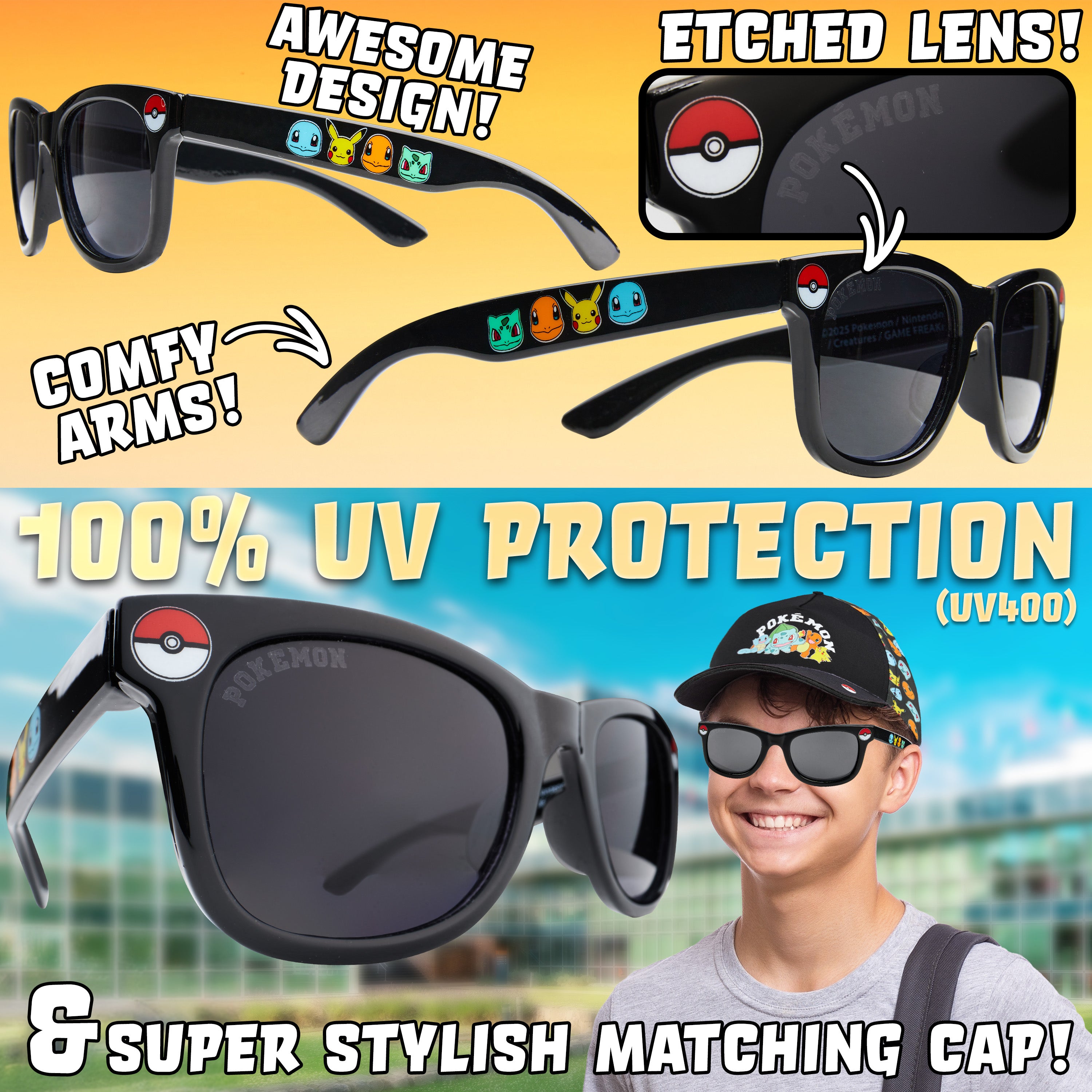 Get Trend Baseball Cap Kids Sunglasses Set Boys Hat 100% UV Protection Kids Sunglasses Holiday Accessories Boys Gifts - Get Trend