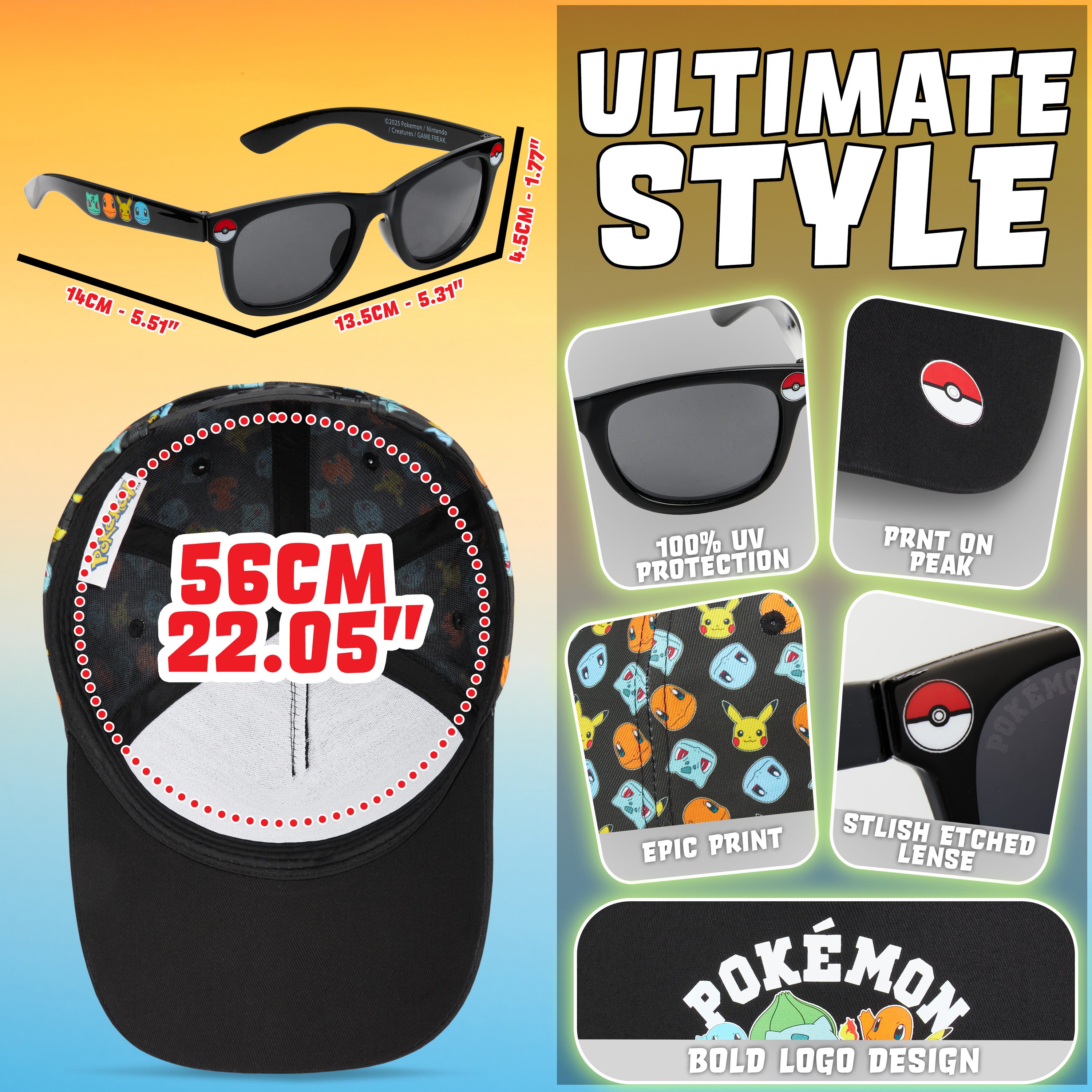 Get Trend Baseball Cap Kids Sunglasses Set Boys Hat 100% UV Protection Kids Sunglasses Holiday Accessories Boys Gifts - Get Trend