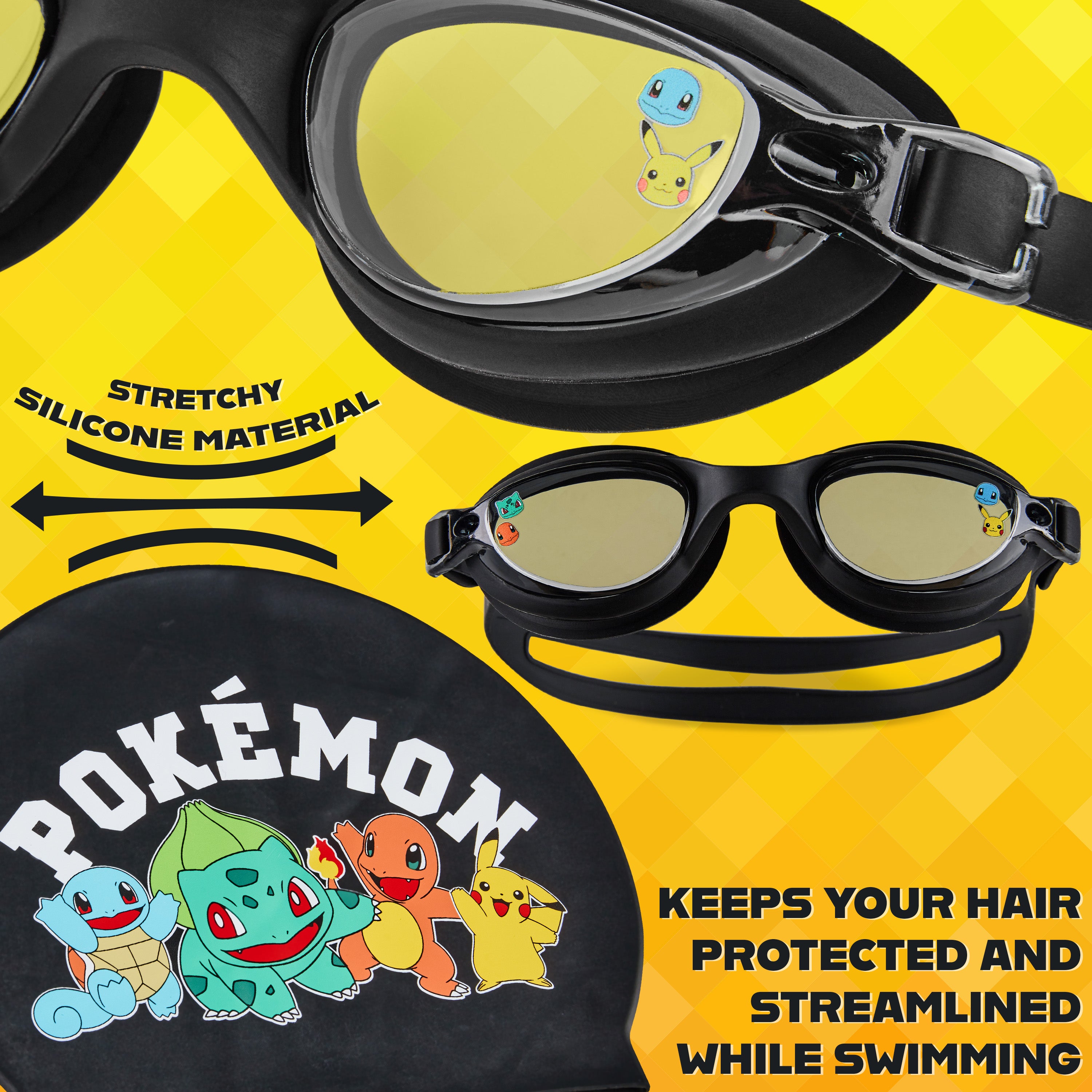 Get Trend Swimming Goggles and Swimming Cap for Kids Teenagers Anti Fog UV Protection Adjustable Strap Swim Accessories for Pool Beach Holiday - Get Trend