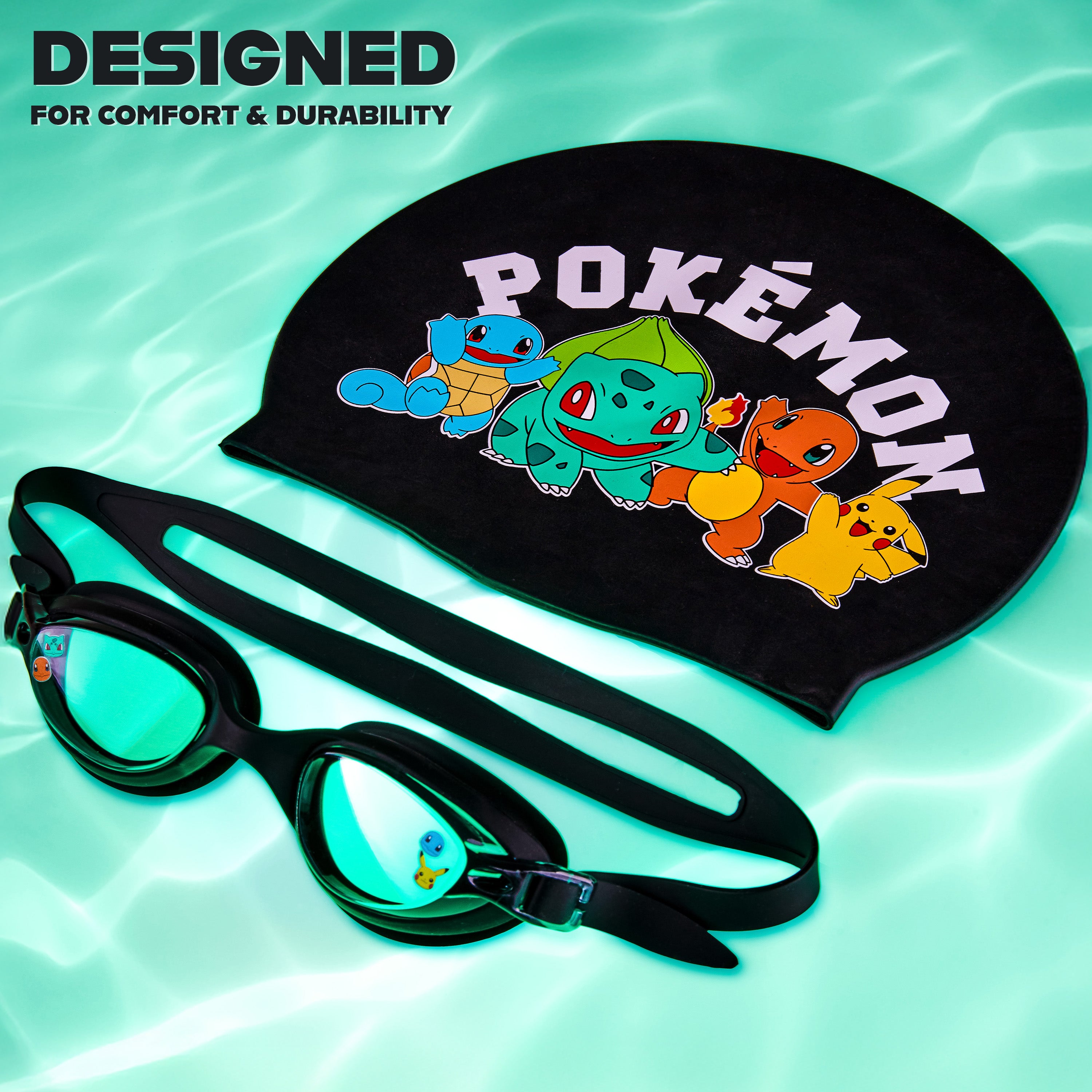 Get Trend Swimming Goggles and Swimming Cap for Kids Teenagers Anti Fog UV Protection Adjustable Strap Swim Accessories for Pool Beach Holiday - Get Trend