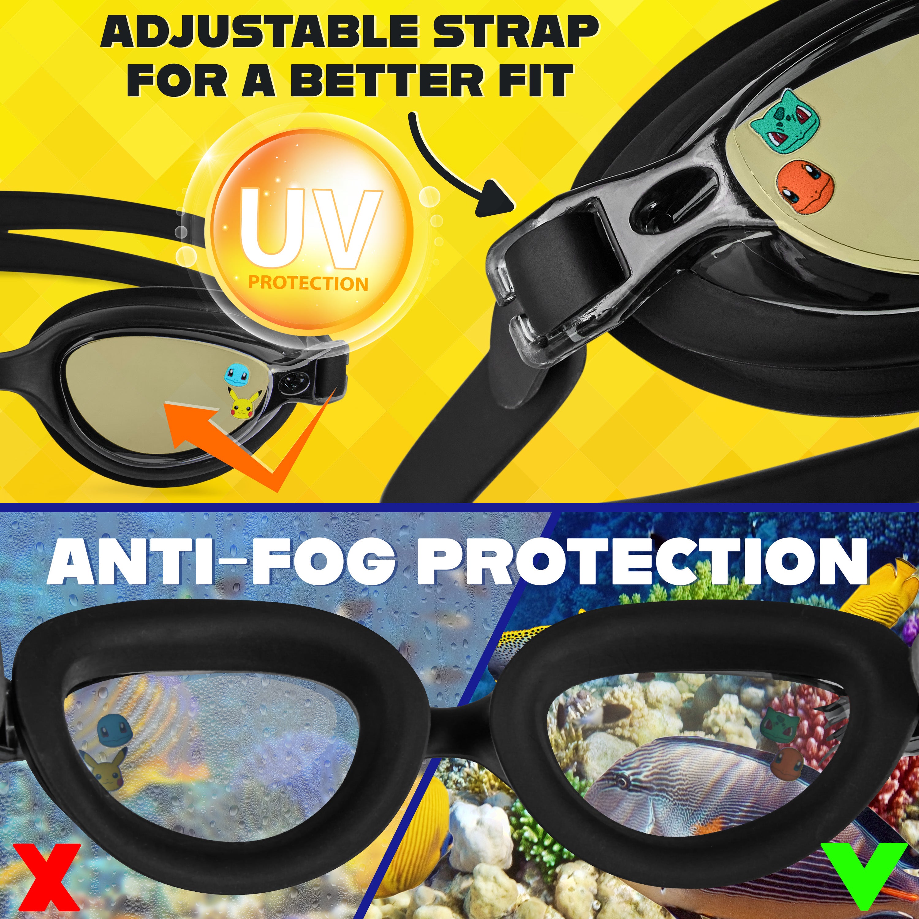 Get Trend Swimming Goggles and Swimming Cap for Kids Teenagers Anti Fog UV Protection Adjustable Strap Swim Accessories for Pool Beach Holiday - Get Trend