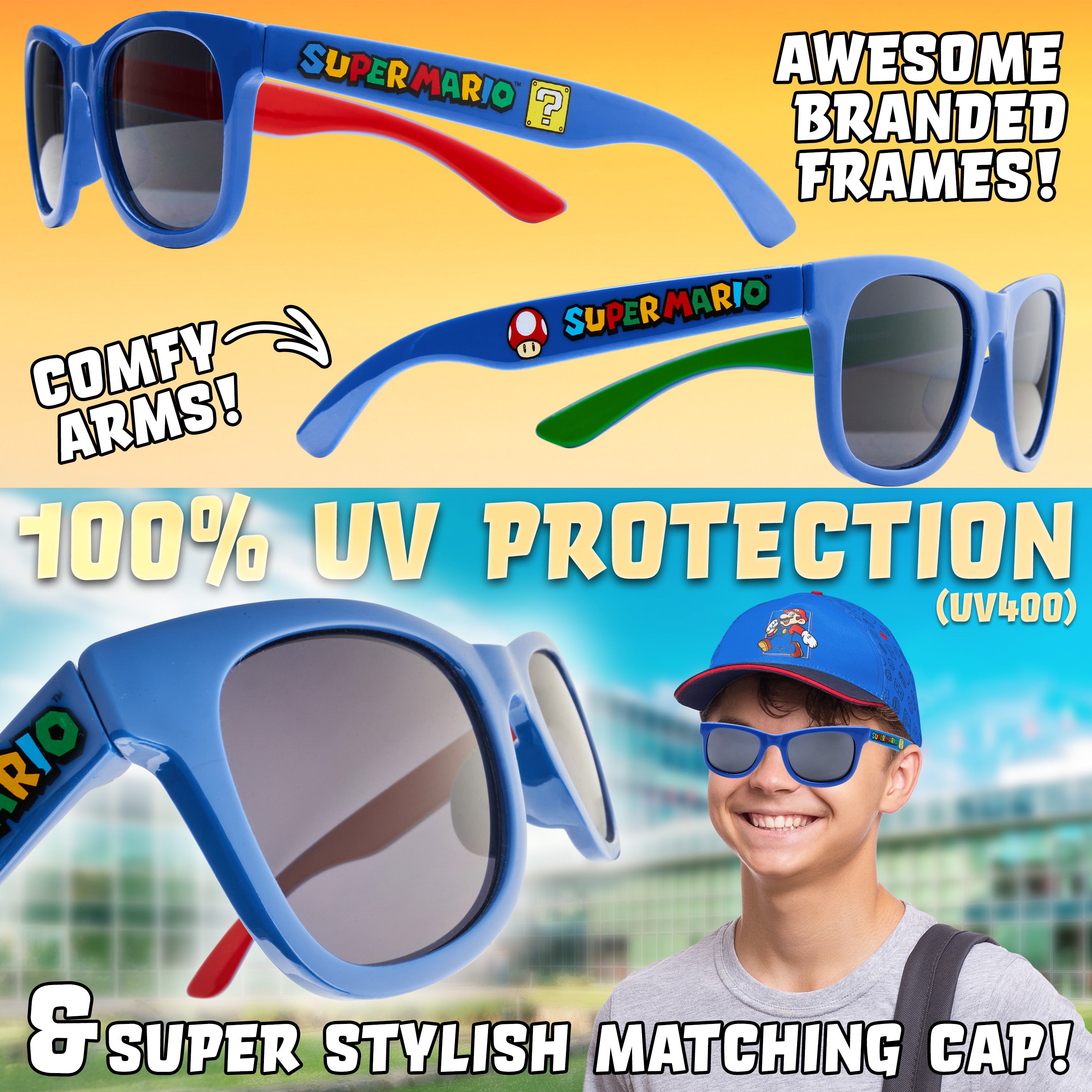 Get Trend Baseball Cap Kids Sunglasses Set Boys Hat 100% UV Protection Kids Sunglasses Holiday Accessories Boys Gifts - Get Trend