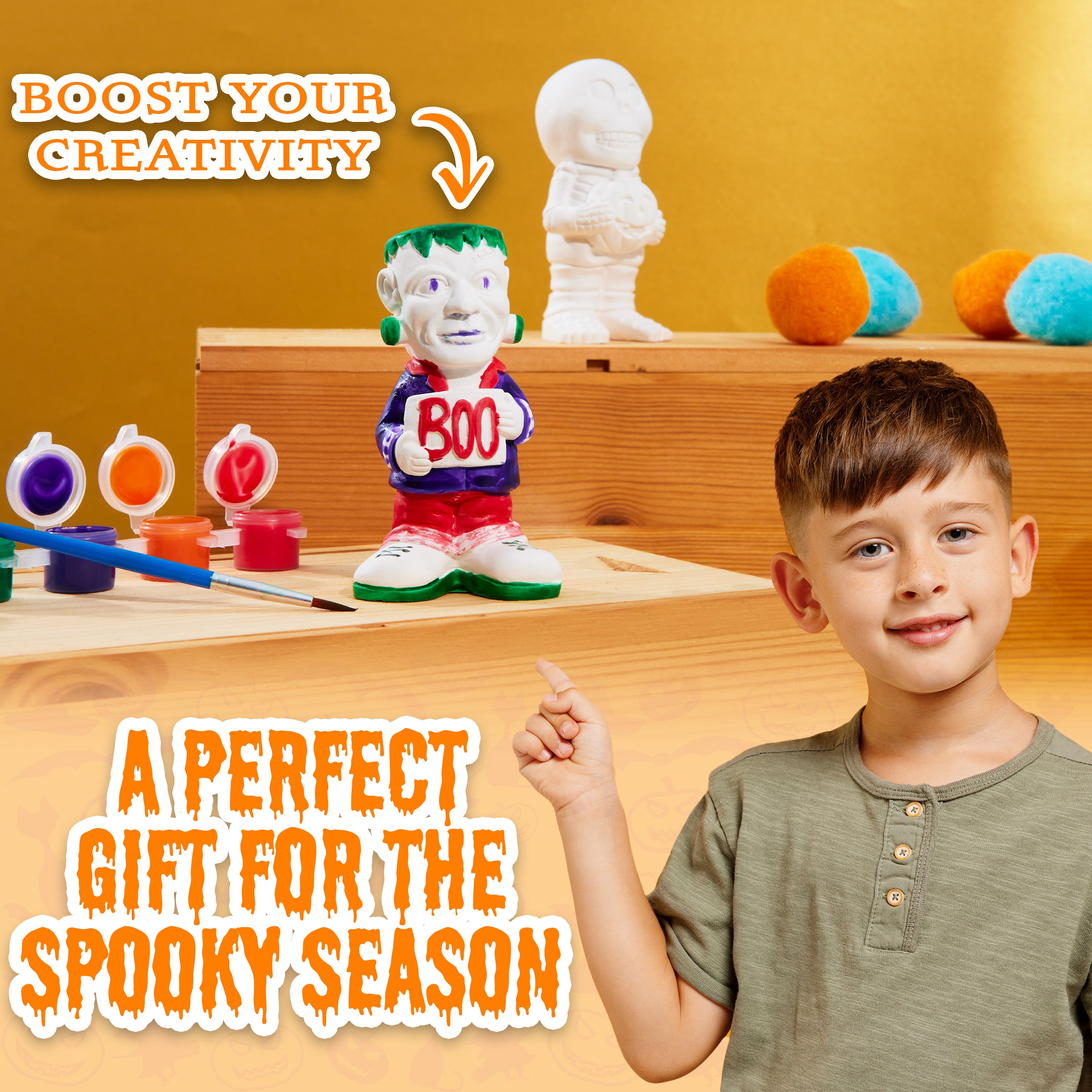 KreativeKraft Kids Painting Set - Halloween Decorations - Fun Arts and Crafts for Family - Get Trend