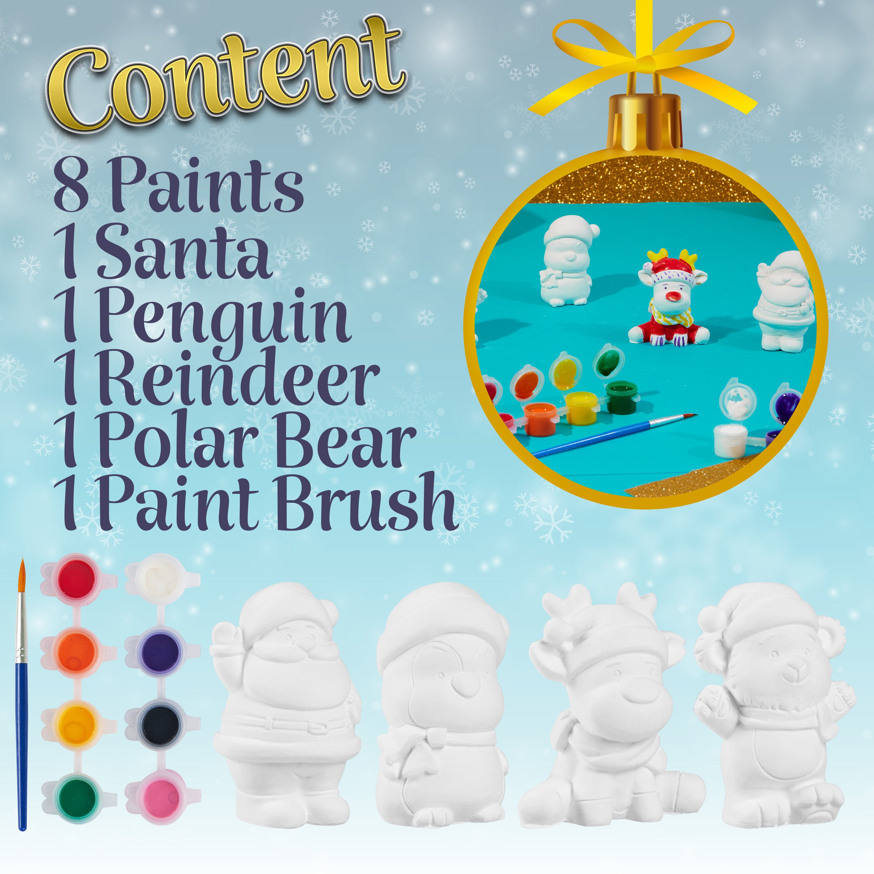 KreativeKraft Kids Paint Your Own Christmas Decorations Set - Painting Set (Set of 4) - Get Trend