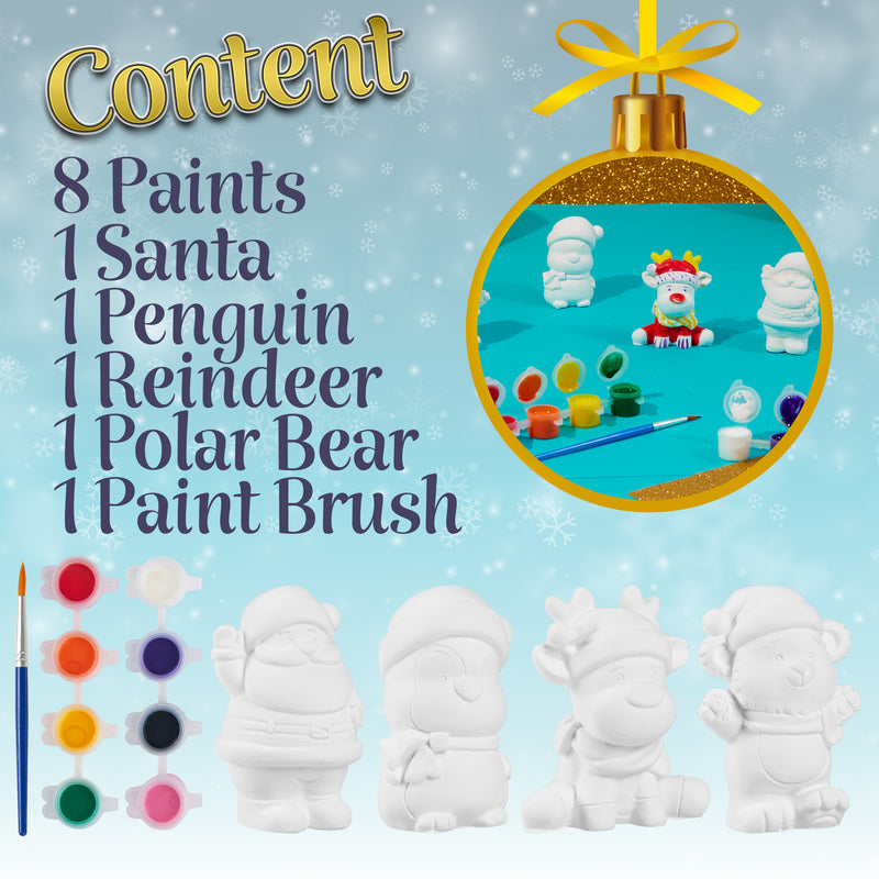 KreativeKraft Kids Paint Your Own Christmas Decorations Set - Painting Set (Set of 4)