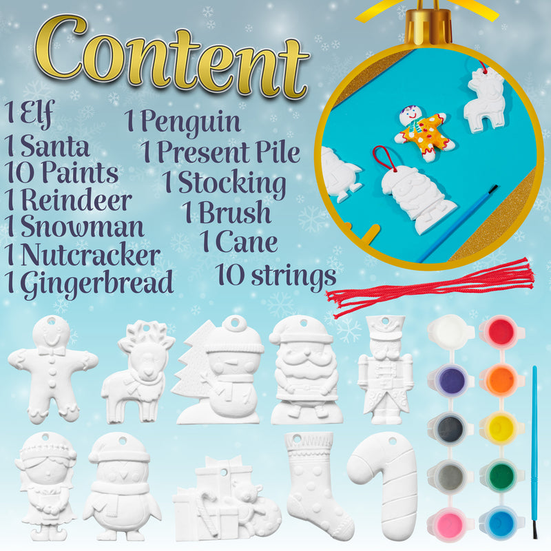 KreativeKraft Kids Paint Your Own Christmas Decorations Set - Painting Set (Set of 10) - Get Trend