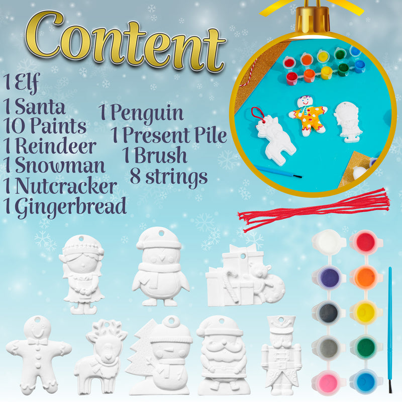 KreativeKraft Kids Paint Your Own Christmas Decorations Set -  Painting Set (Set of 8)